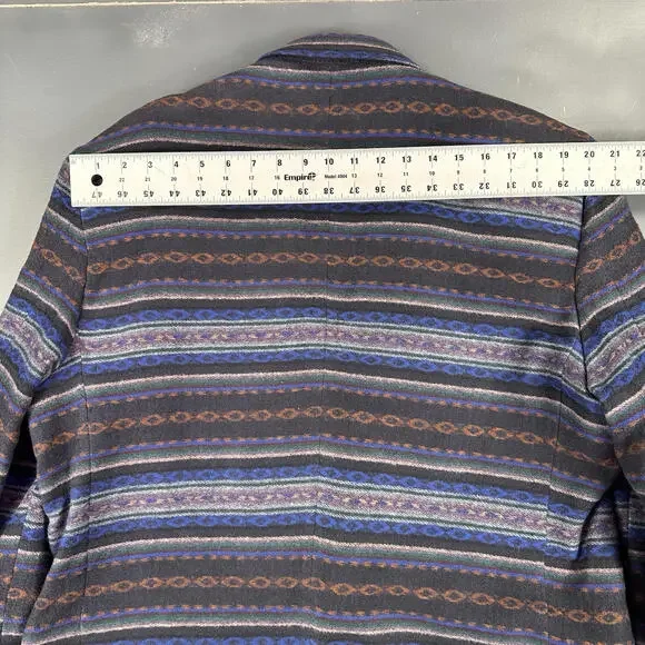 VTG Pagano West Blazer Mens 48 Long Blue Aztec AOP Stockman Wool USA NWT